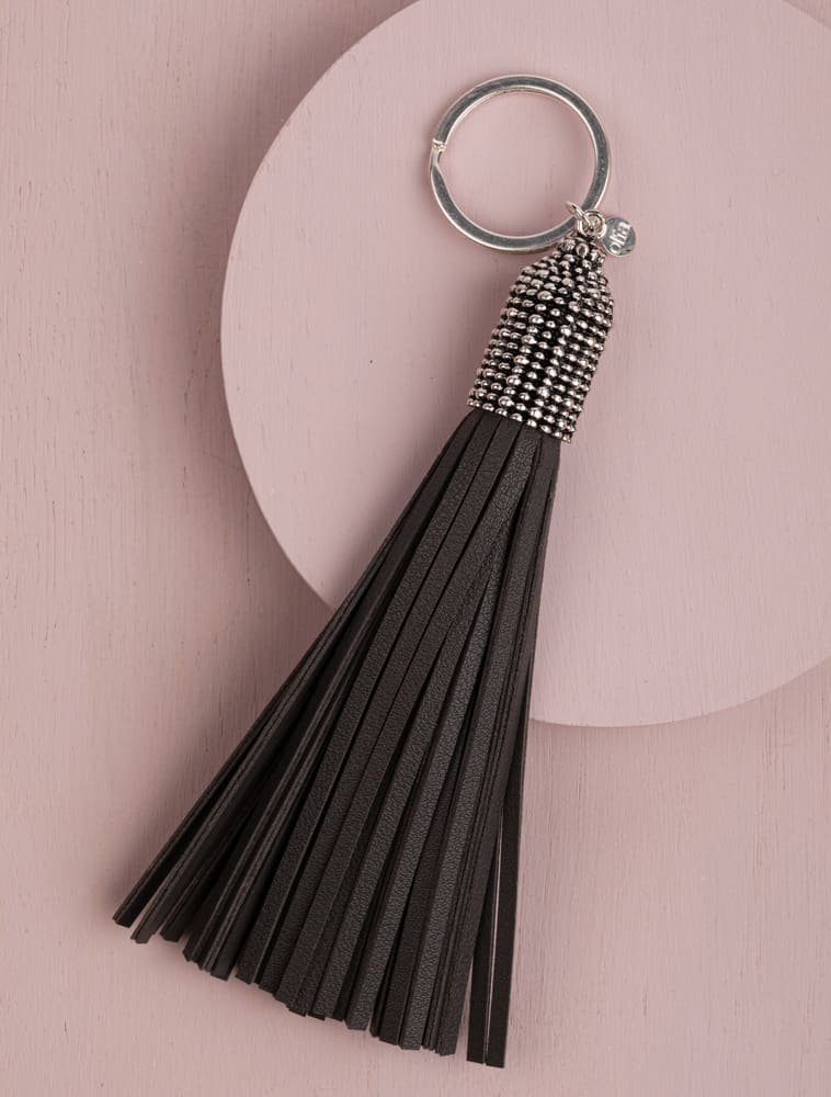 JOSIE TASSEL KEYRING-GREY/SILVER