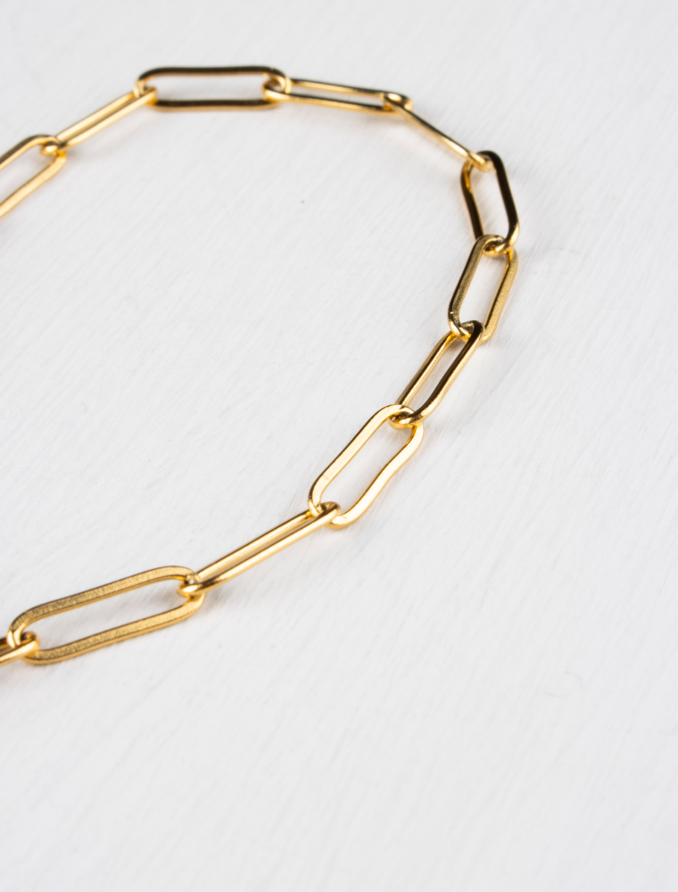 Natasha Adjustable Paperlink Waterproof Bracelet With Starburst Charm - 18k Gold Plated Stainless Steel - Image 4