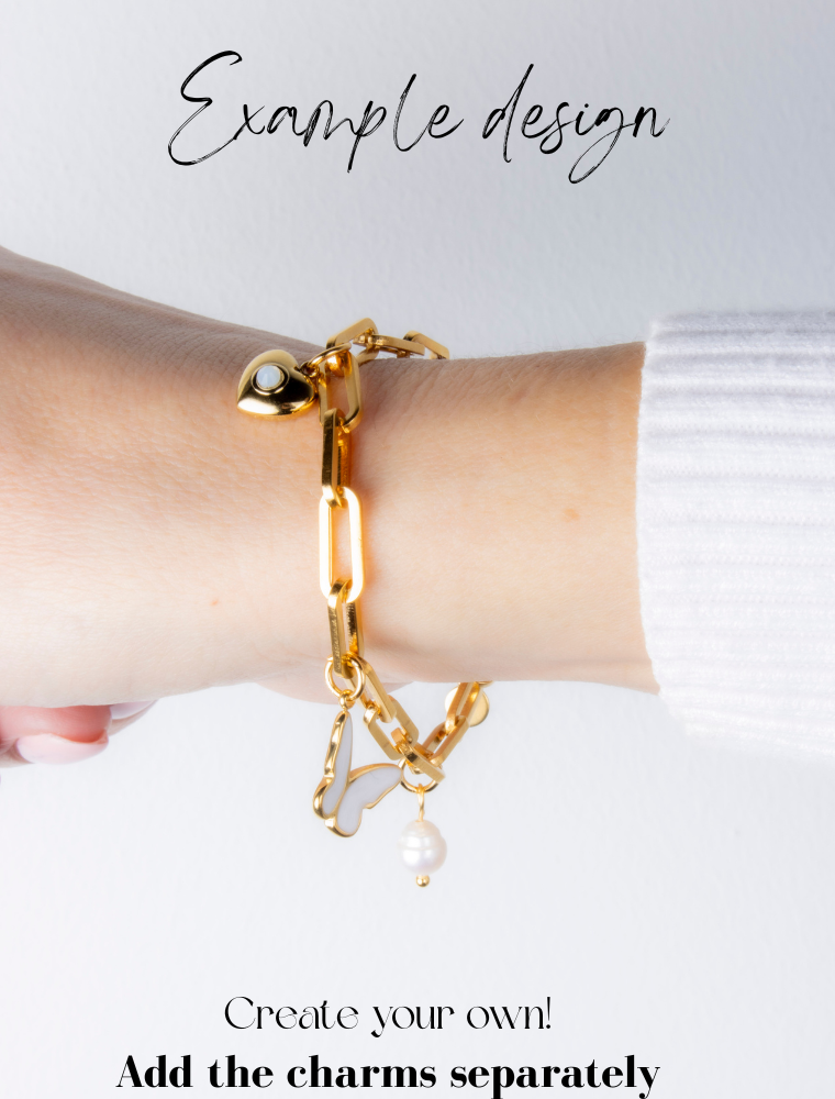 Create Your Own Waterproof Paperlink Charm Bracelet – 18k Gold Plated Stainless Steel - Image 4