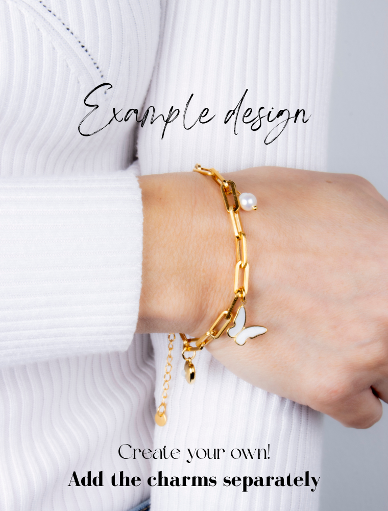 Create Your Own Waterproof Paperlink Charm Bracelet – 18k Gold Plated Stainless Steel - Image 5