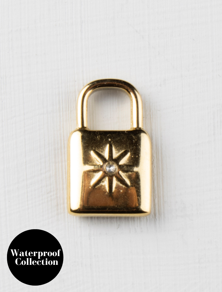 Small Padlock Charm - 82 - 18k Gold Plated Stainless Steel