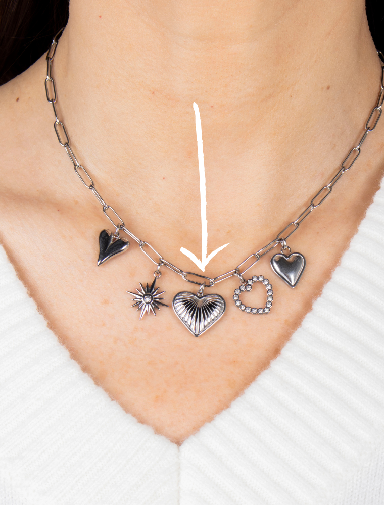 Large Ridge Heart - 77 - Silver/Stainless Steel - Image 2