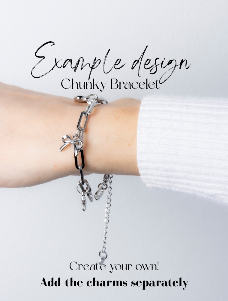 Create Your Own Own Waterproof Paperlink Charm Bracelet – Silver/Stainless Steel - Image 3