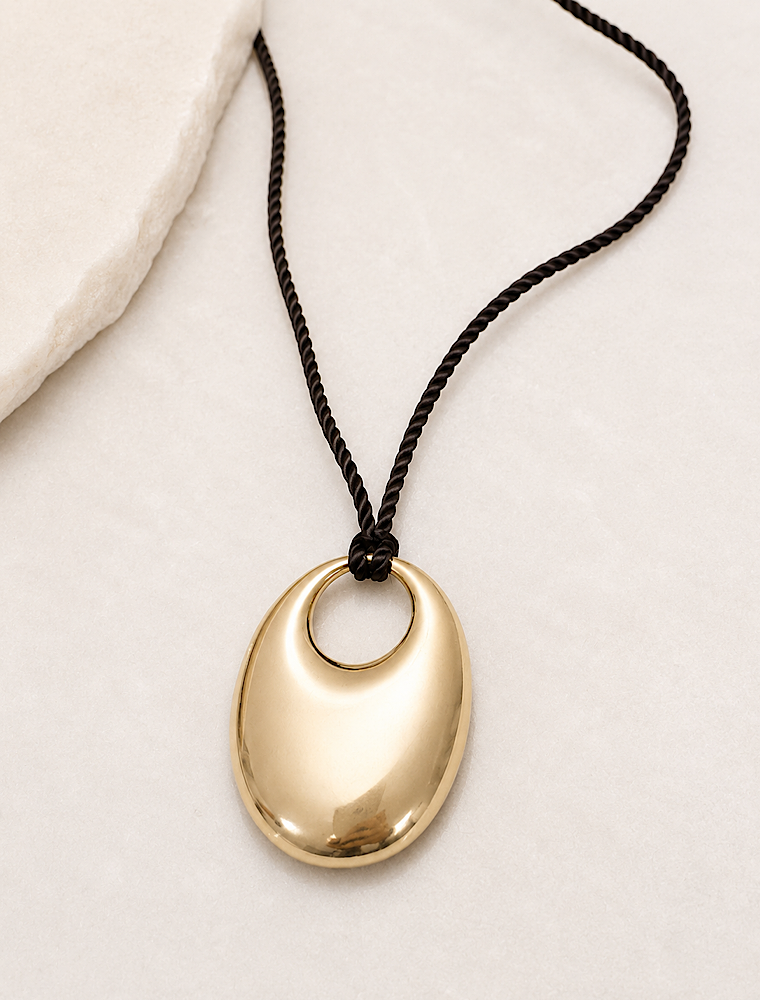 Lola long necklace-14k gold plated/Brown. - Image 3